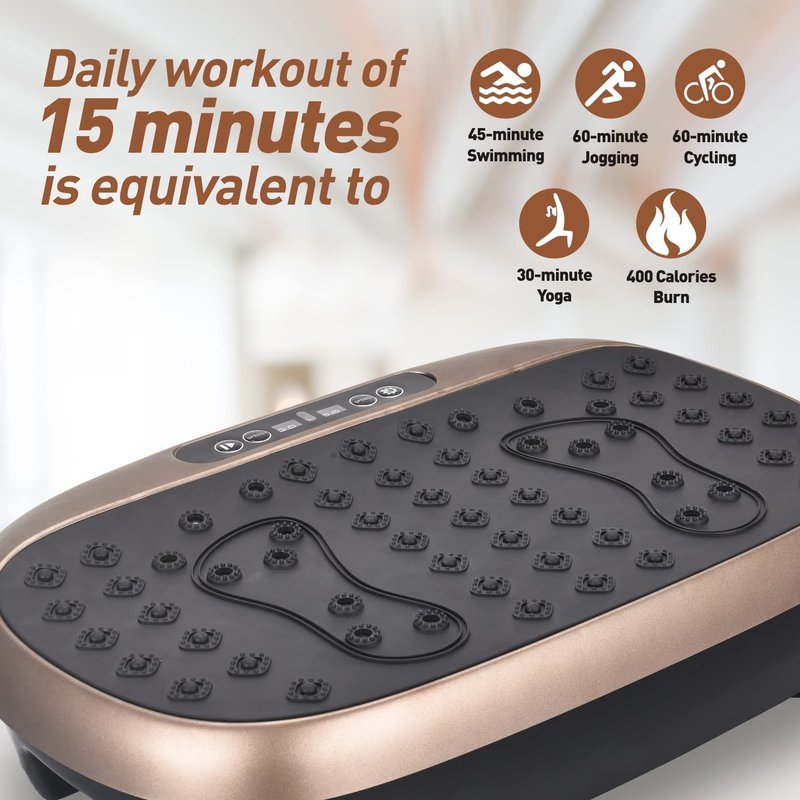 EILISON Atom Vibration Plate Exercise Machine - Full Body Vibration Plate for Lympathic Drainage with Acupressure - Home Fitness with Loop Bands for Weight Loss, 300lbs Capacity (Atom Brown)