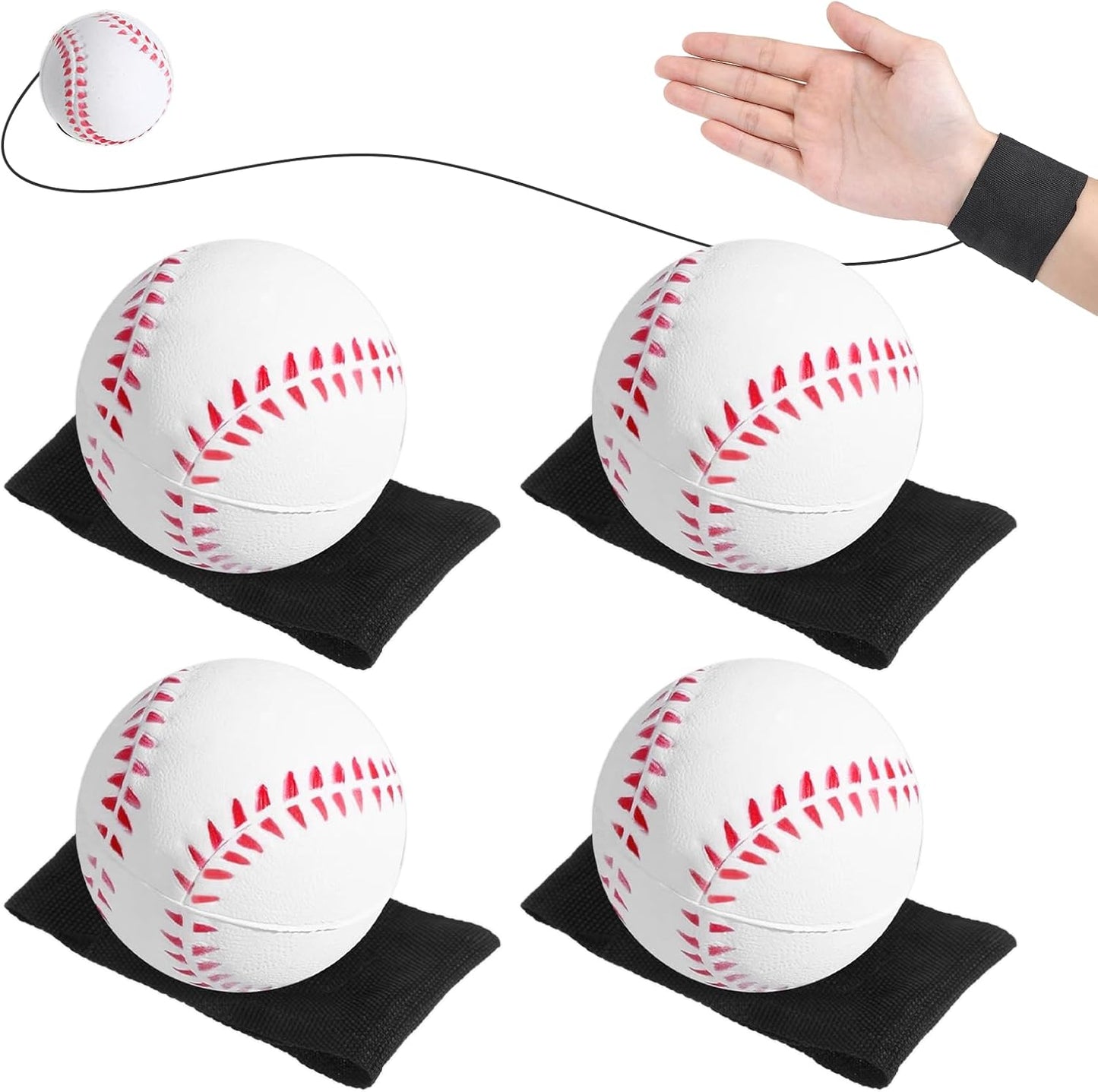 Skiennix Wrist Ball Set - 4PCS Rebound Balls with Strap for Fun Outdoor Exercise & Baseball Gifts