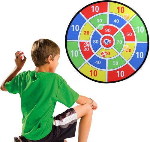 Kids Dart Board Game Set - Large Sticky Dart Board with 24 Balls | Fun Indoor & Outdoor Game for Ages 3-10