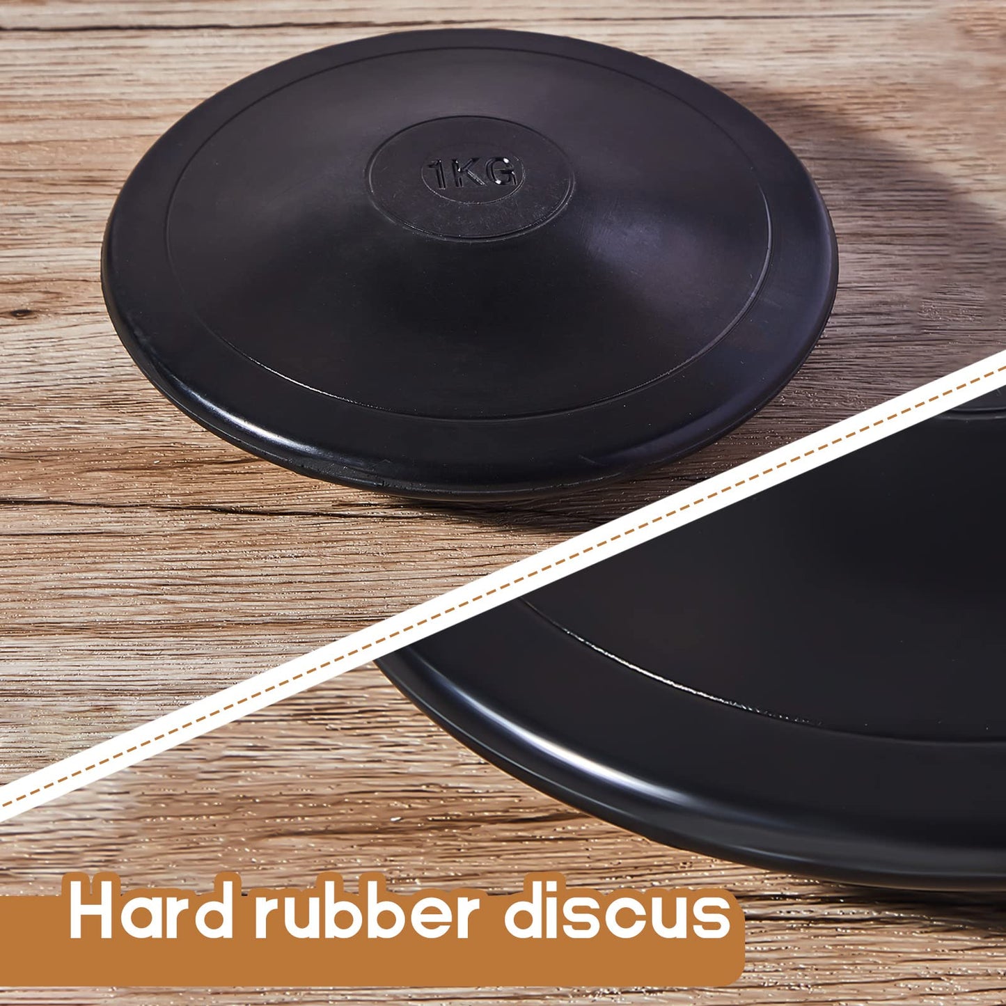 Deekin 2 Pcs 1KG Sports Rubber Practice Discus Smooth Surface Black Rubber Discus Disc Track and Field Equipment for High School Man Woman Outdoor Throwing Practice Students