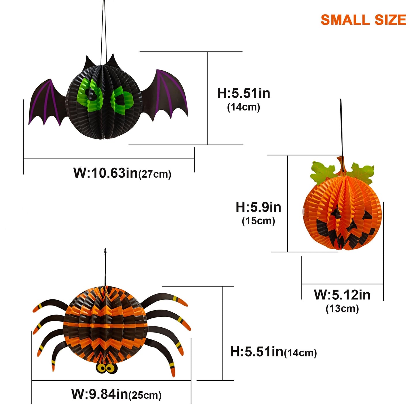 AIMI Halloween Party Decorations 6 Pack, Large 12-20Inch Hanging Paper Lanterns 3D Folding Pumpkins Spiders Ghosts Bats Halloween Party Supplies for Boys Girls Kids Home School Decor Indoor