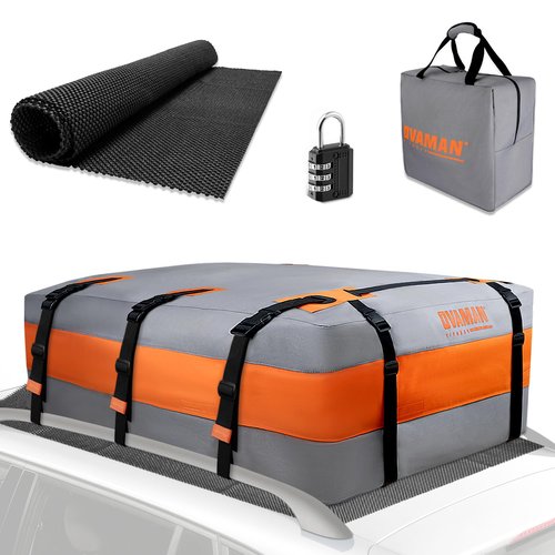 Car Rooftop Cargo Carrier Bag – 23 Cubic Feet Waterproof Heavy Duty 900D Roof Bag for All Vehicles SUV with/Without Roof Rack, Car Storage Bag with Anti-Slip Mat, 6 Hooks & Luggage Lock