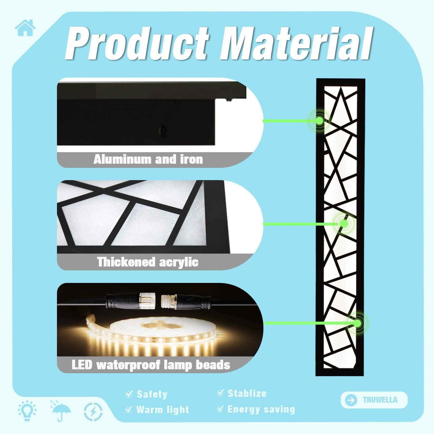 TRUWELLA Outdoor Wall Lights 39.4inch Modern Outdoor Wall Sconce LED Long Wall Sconces Black Front Porch Light Waterproof Led Wall Light IP67 3000K Exterior Lighting fixtures