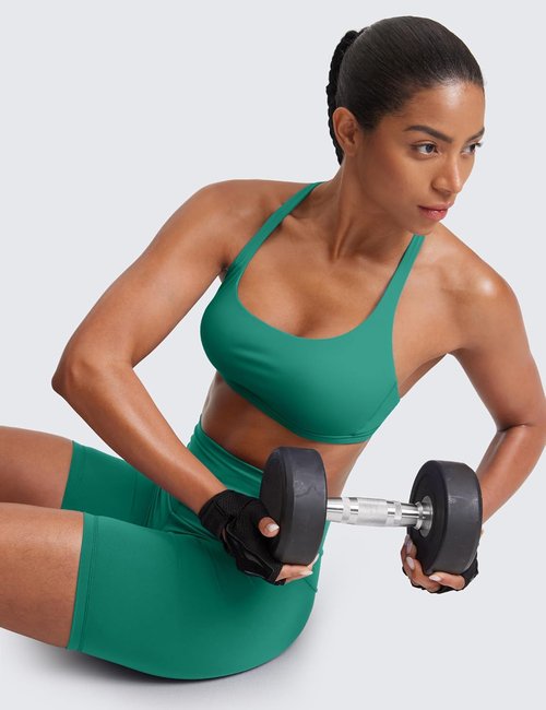 CRZ YOGA Criss Cross Sports Bra - Wireless Medium Support Gym Cami for Yoga & Workouts