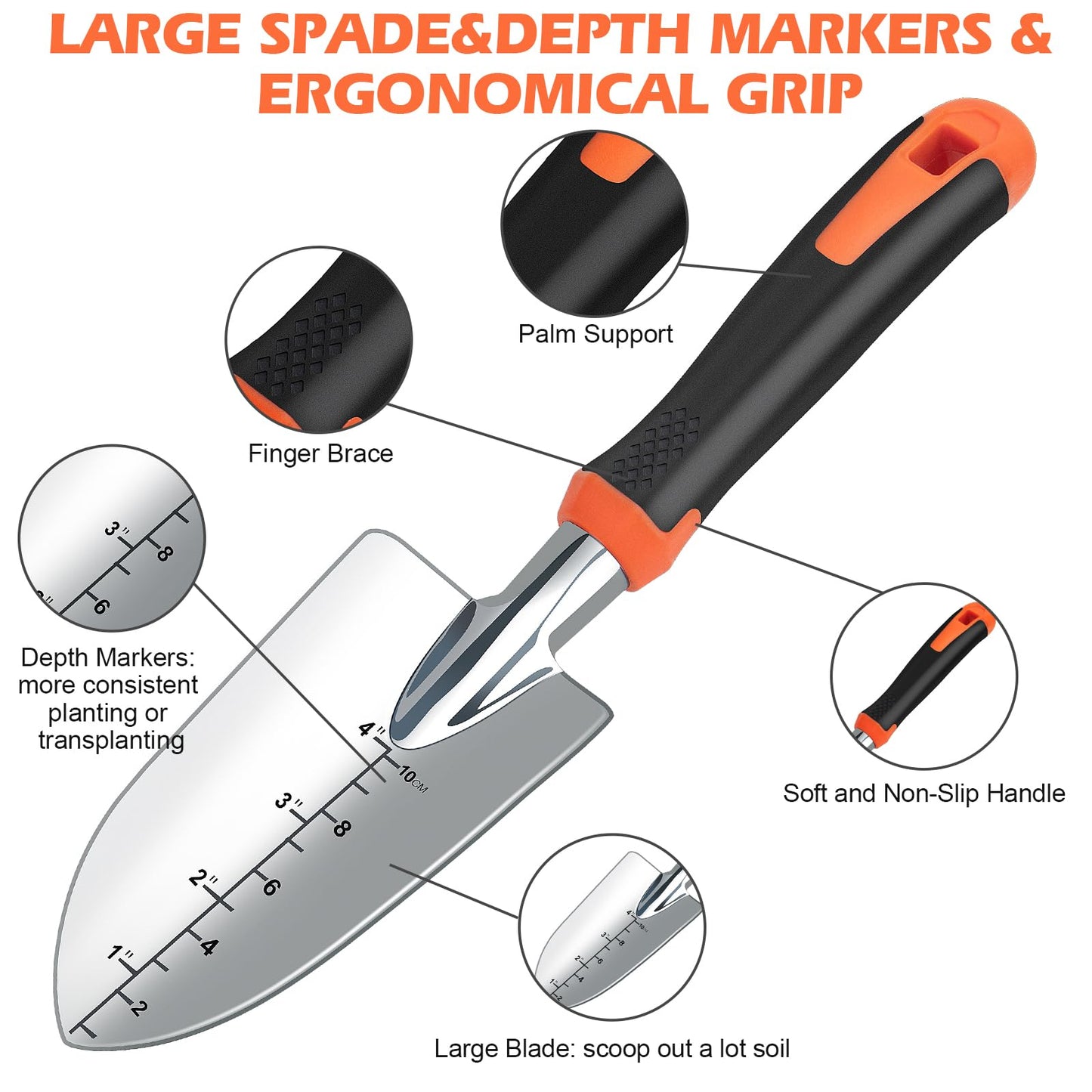 Weed Puller Tool and Garden Shovel, Fecsam Weeder, Sturdy Manual Hand Trowel Spade - Comfortable Handle for Gardening Yard Grass Dandelion Root Pulling, Digging