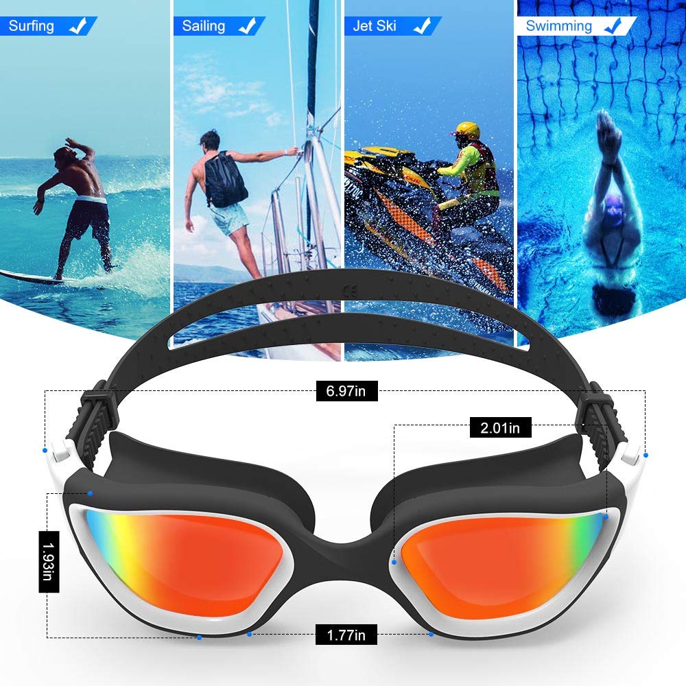 ZIONOR Swim Goggles, Upgraded G1 Polarized Swimming Goggles Anti-fog for Adult Men Women B6 (Polarized + Mirror Red)