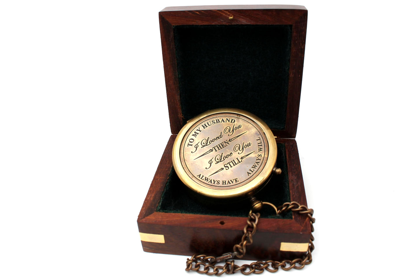 to My Husband Brass Compass Engraved – Son Birthday Gifts, Graduation, Confirmation, Baptism Gifts, Stocking Stuffer, Valentine's Day Gift for Husband
