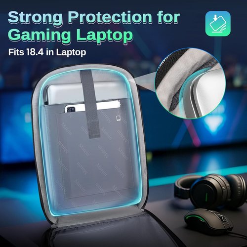 MATEIN 18-Inch Gaming Backpack - Waterproof Travel Bag with Padded Laptop Compartment & Rain Cover