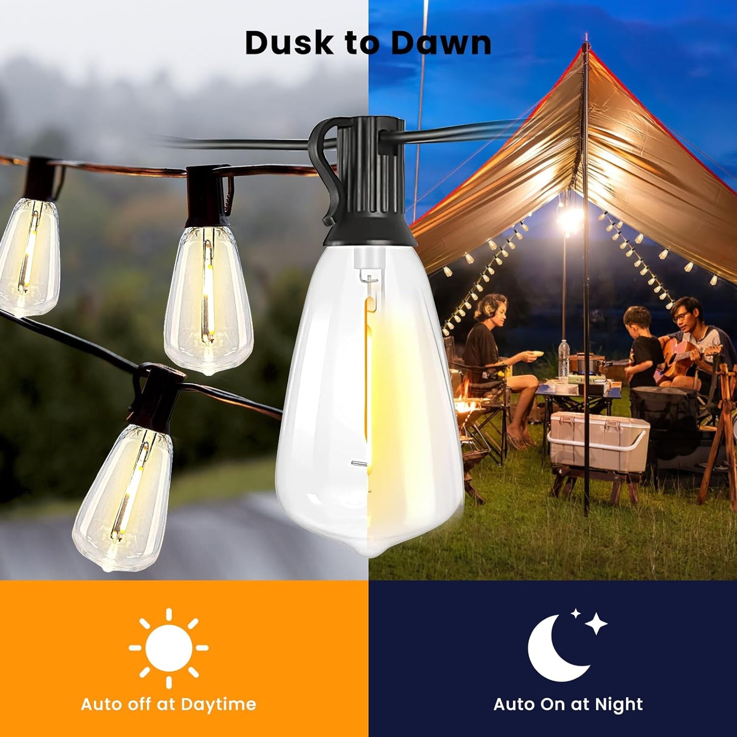 100FT Solar String Lights with Remote Control - Waterproof ST38 Edison Bulbs for Patio & Garden
