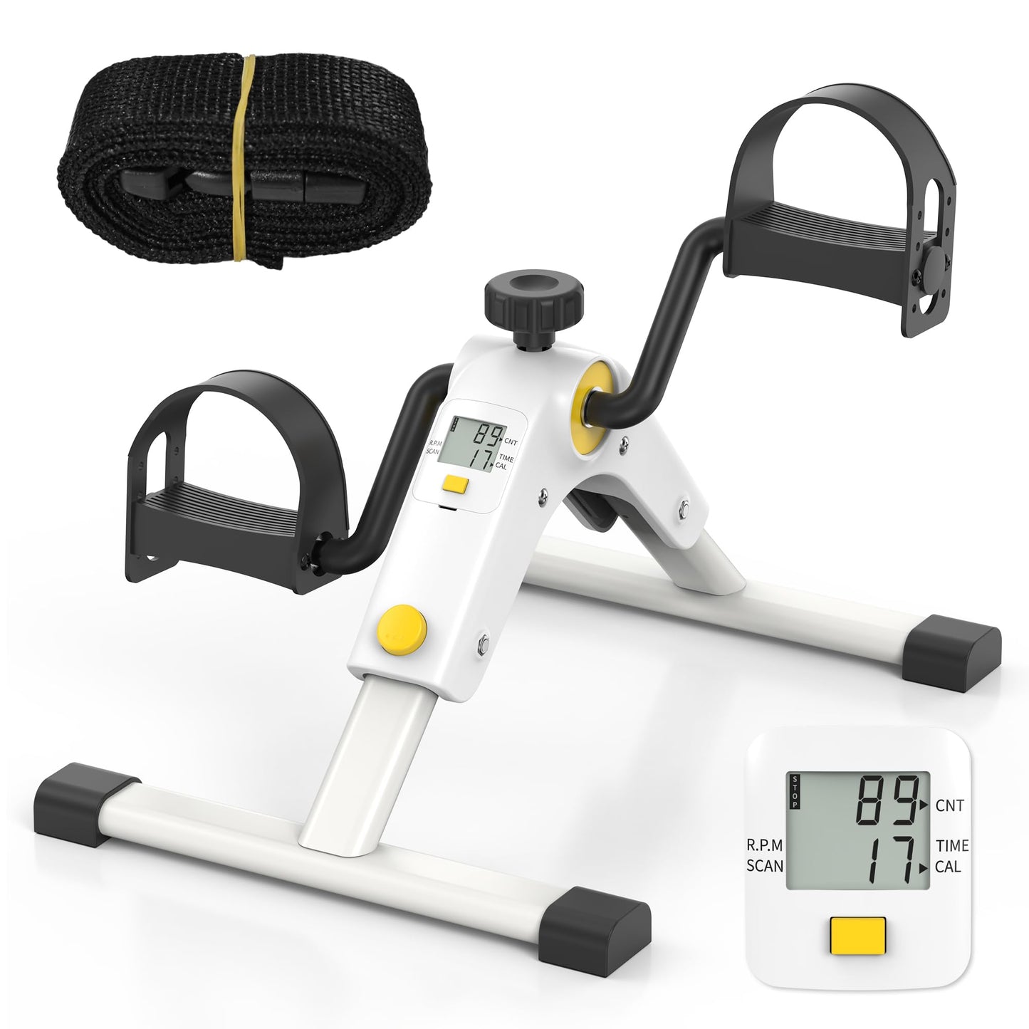 Pedal Exerciser Mini Stationary Cycle with Adjustable Resistance, Under Desk Bike for Home Exercise Equipment, Lightweight and Compact