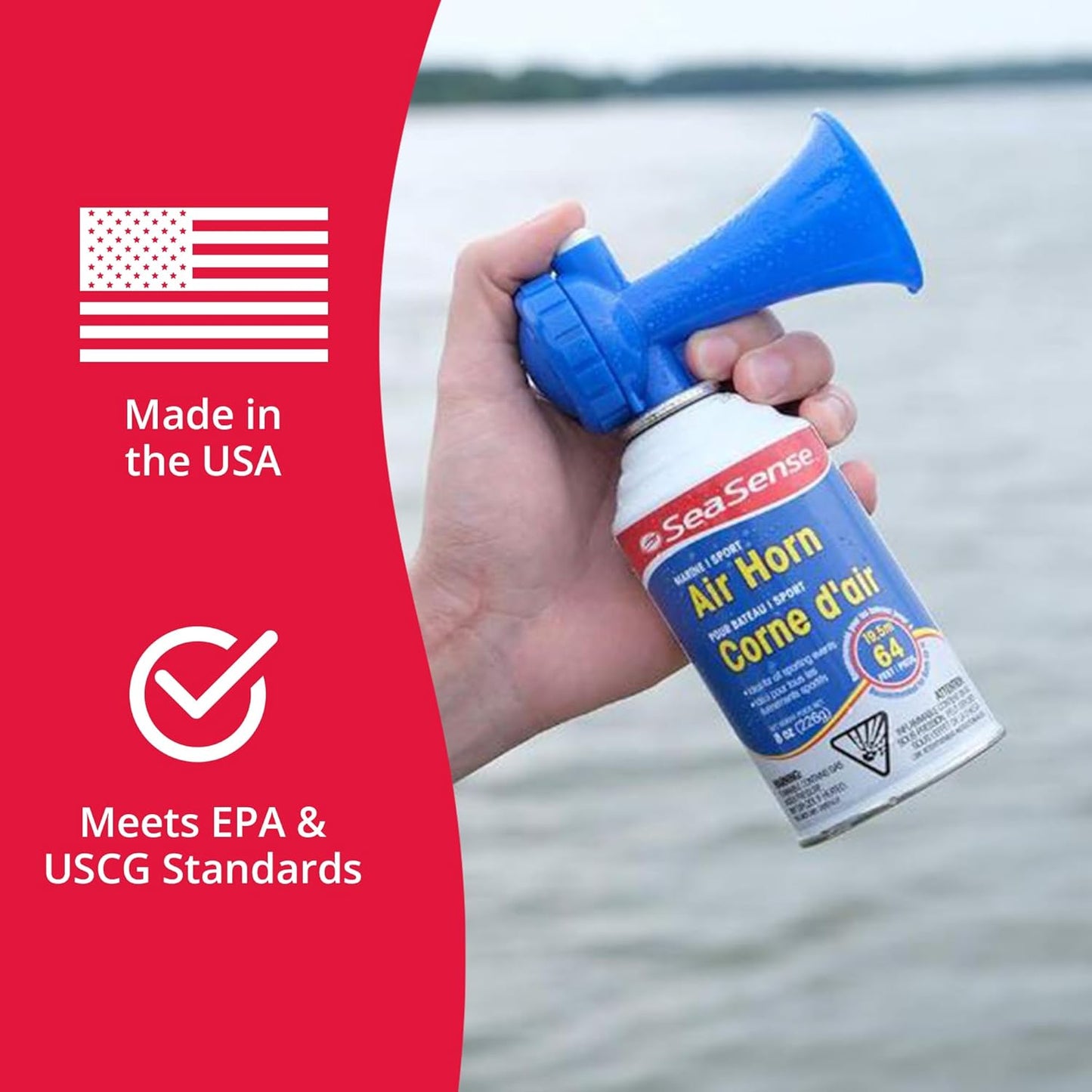 SeaSense Air Horn - Jumbo 8 oz | 127 dB Loud Sound, 1 Mile Range - Perfect for Marine Safety & Sports Events