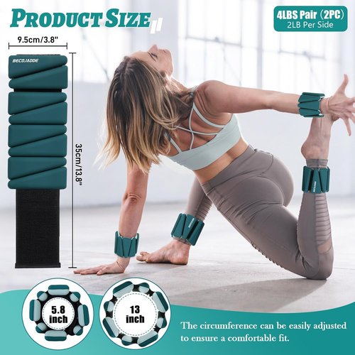 BECOJADDE Ankle Weights - Adjustable 1 lb/2 lb/3 lb Set for Pilates, Running, Yoga | Perfect for Arm & Leg Workouts