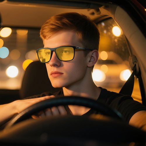 4pcs Night Vision Driving Polarized Glasses for Men HD Yellow Lens Night Anti Glare Goggles Lightweight Eyeglasses Frame