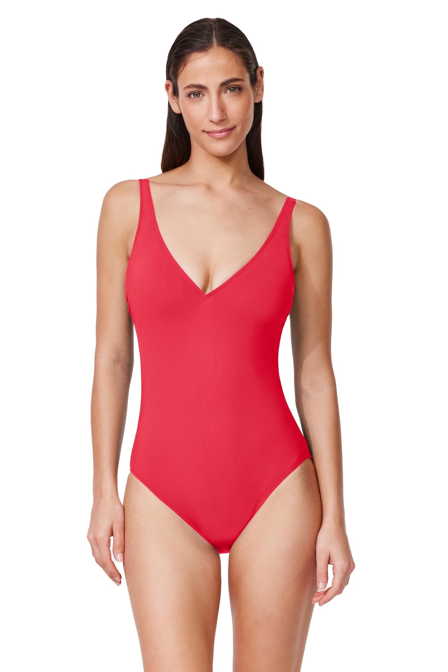 Profile by Gottex Tutti Frutti Women’s V-Neck Scoop Back One Piece Bathing Swimsuit with Adjustable Straps and Tummy Control