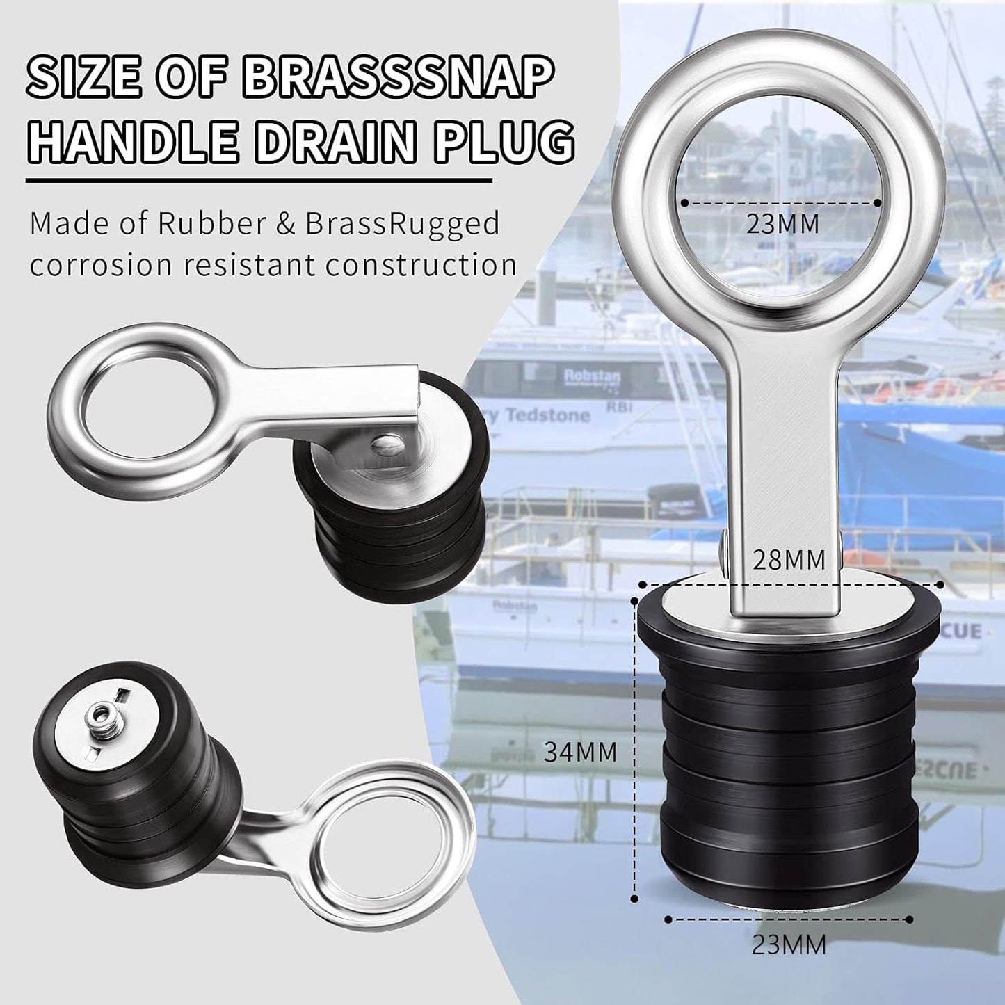 Skiennix Stainless Steel Drain Snap Plug - Durable 1-Inch Boat Drain Plug (2 Pieces)