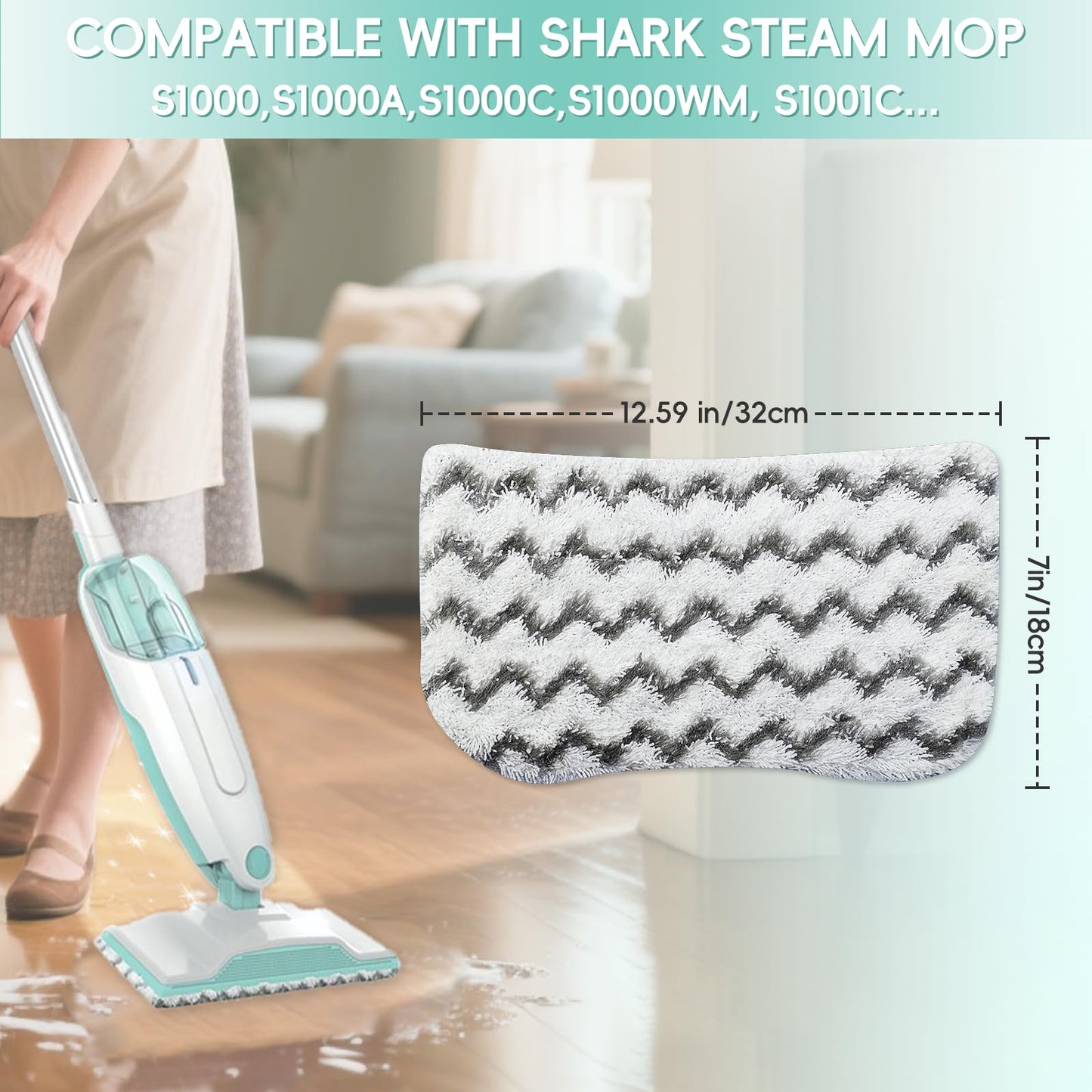 Steam Mop Replacement Pads For Shark Steam Mop S1000/S1000A/S1000C/S1000WM/S1001C, Reusable Microfiber Steam Mop Pads, Washable Floor Steamer Pads For All Floor Clean, 4PCS, Upgrade No Scratch
