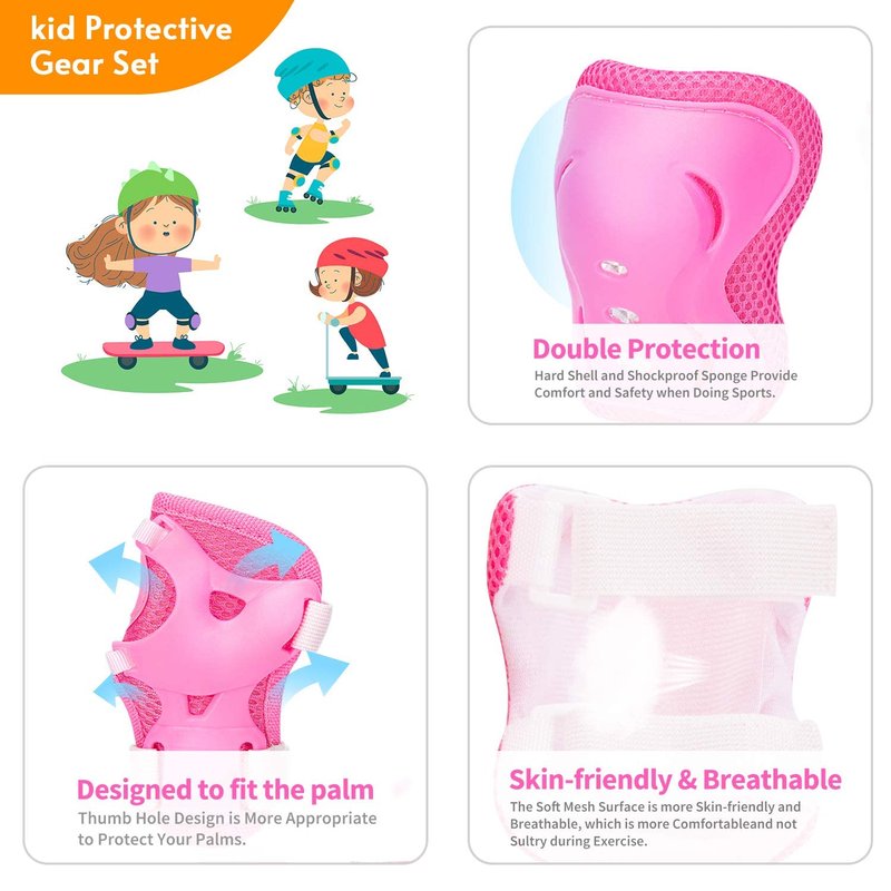 Youth/ KidsKnee Pads Elbow Pads Wrist Guards Protective Gear Set for Child Roller Skates, Cycling, Inline Skating, Scooter Skateboard, BMX Bike, Riding, and Multiple Outdoor Sports Activities