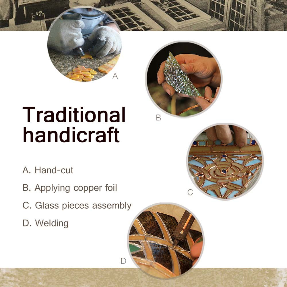 Bieye L10400 Tortoise Tiffany Style Stained Glass Accent Table Lamp Night Light for Bedside Living Room (Blue)