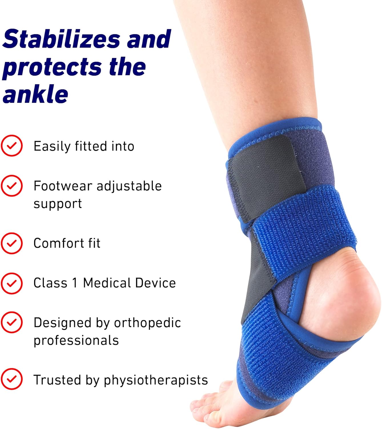 Neo-G Ankle Brace for Kids - Adjustable Compression for Joint Pain Relief | Ideal for Sports & Arthritis - Blue