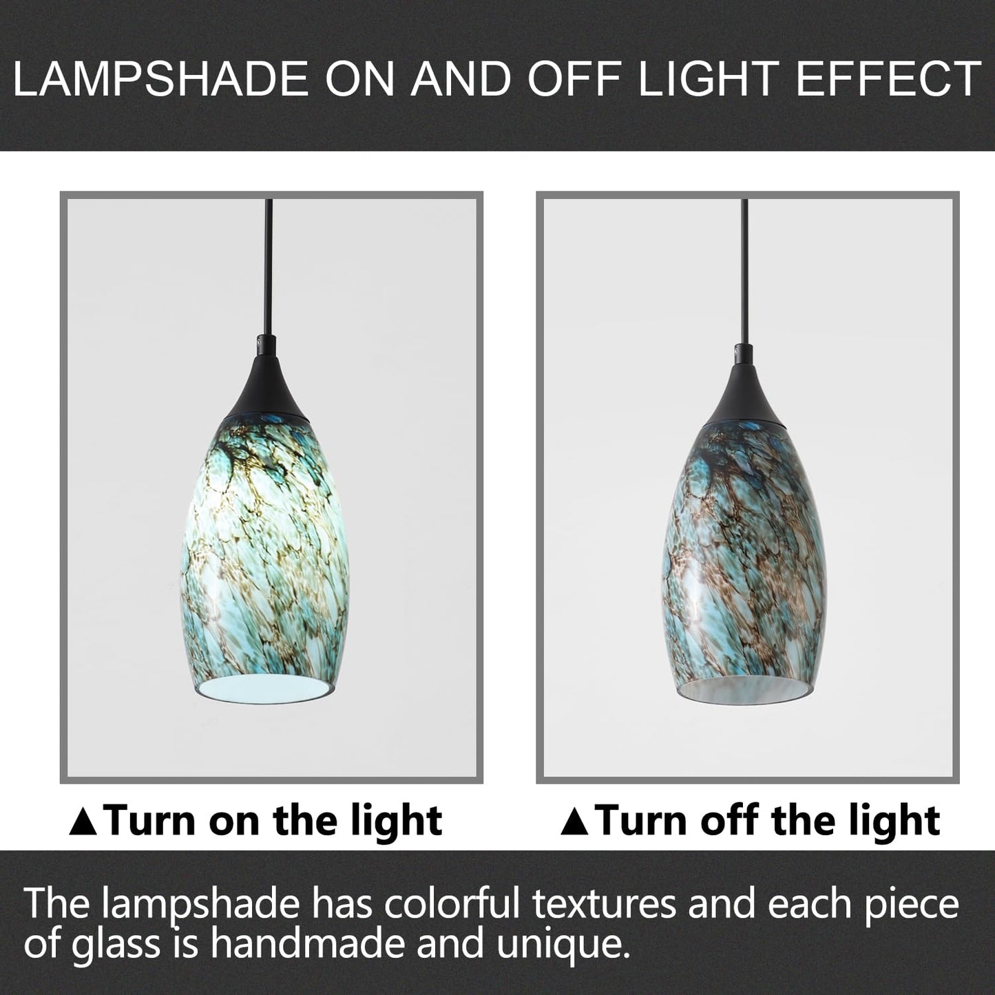 Fixture Replacement Globe Shade,Lampshade for E26 Base 1-5/8 Inch Fitter, Color Art Glass Oval Lampshade Cover for Pendant Kitchen Wall Sconce Chandelier Vanity Light (3, Agate Blue)