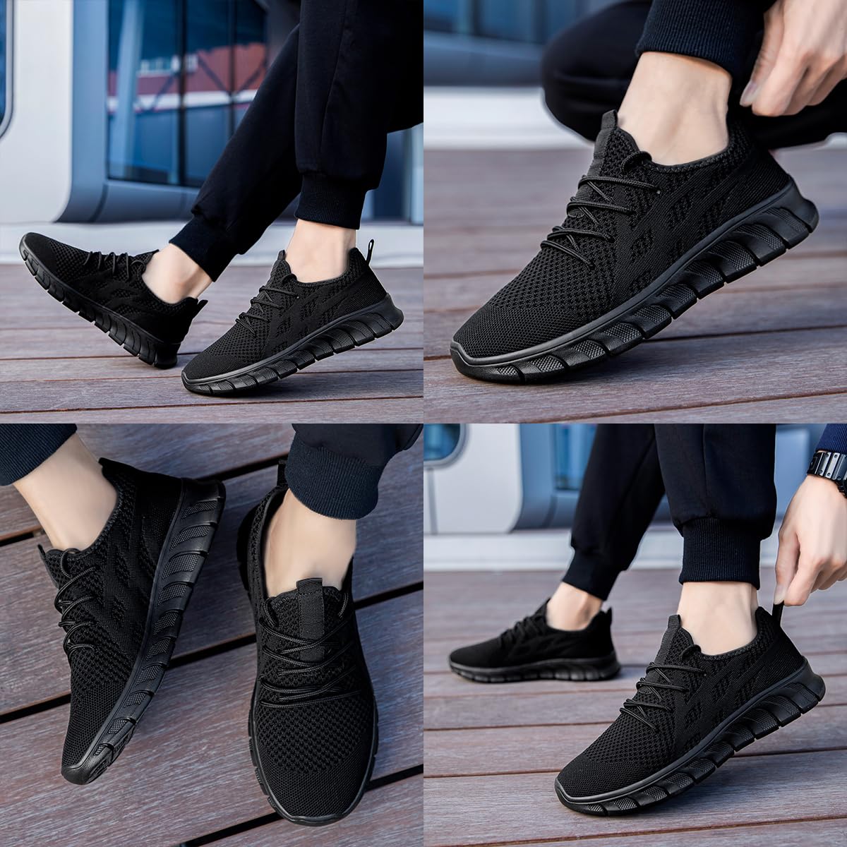 MGBDSZ Mens Walking Tennis Shoes Slip On Hiking Running Sneakers Non Slip Fitness Casual Workout Athletic Gym Lightweight Breathable Comfortable Trainers Black US 11