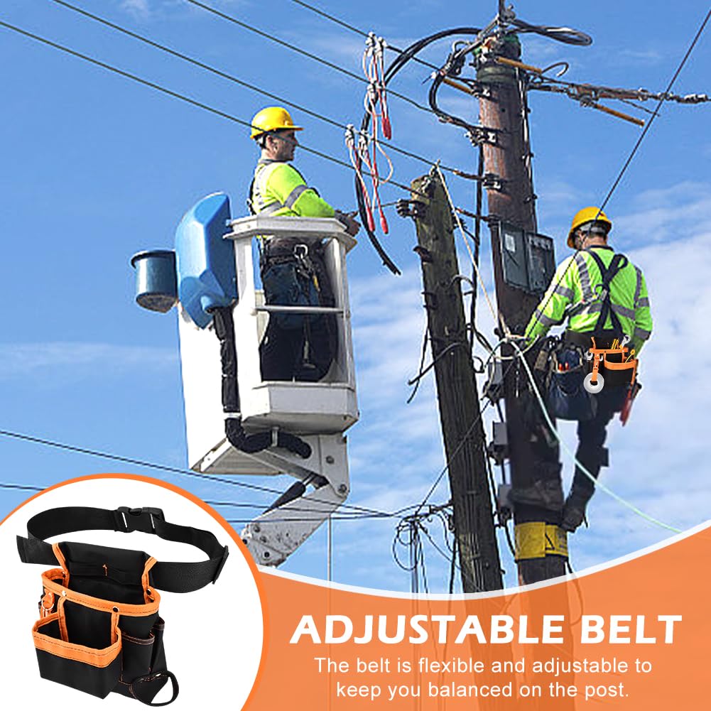 8 Pockets Tool Pouch, Utility Organizer Pouch Waist Bag for Tools, Adjustable Belt Work Apron for for Technician Maintenance Electrician Carpenter Woodworker Roofing Hardware Tools(SIZE:9.45x9.84inch)