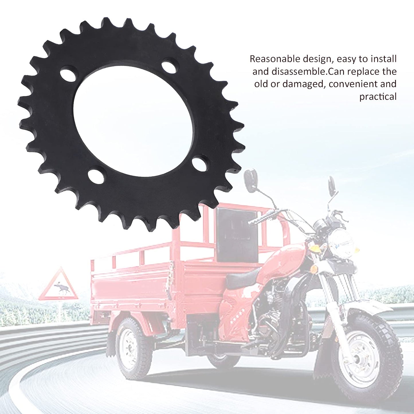 Alomejor Rear Freewheel, Steel 420 Chain Sprocket 29 Teeth Four Hole Mounting for Electric Tricycle Owners Bicycle Mechanics DIY Enthusiasts