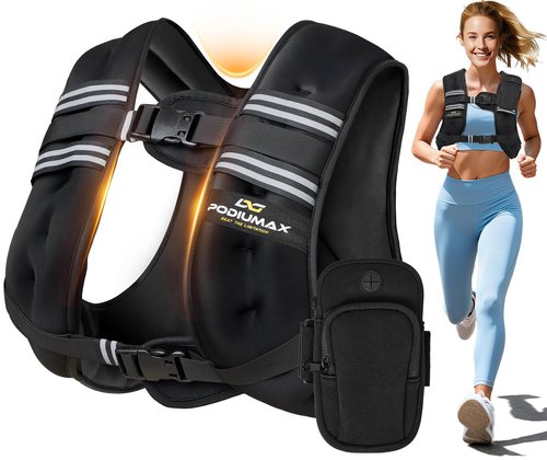 PodiuMax Weighted Vest for Women, 12lb with Adjustable Straps & Phone Bag, Snug Fit, Womens Weighted Vest for Walking, Strength Training, Running, Fitness, Muscle Building, Weight Loss