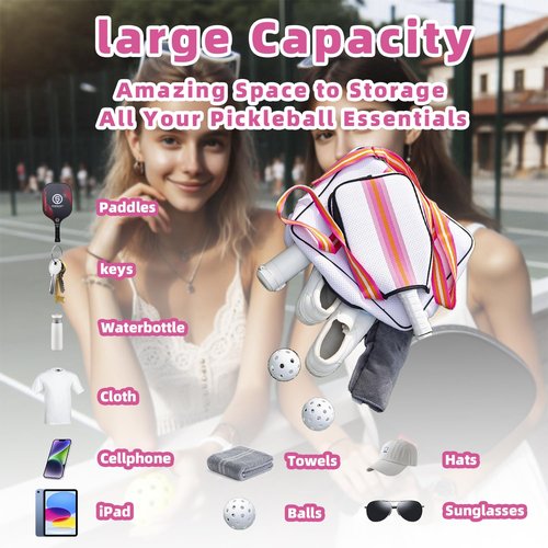 Coowkooalla Pickleball Bag,Pickleball Bags for Women,Pickleball Paddle Case,Cute Pickleball Bag,Pickleball Gifts,Inner Storage Pockets,and Adjustable Shoulder Strap (Clean Pink)