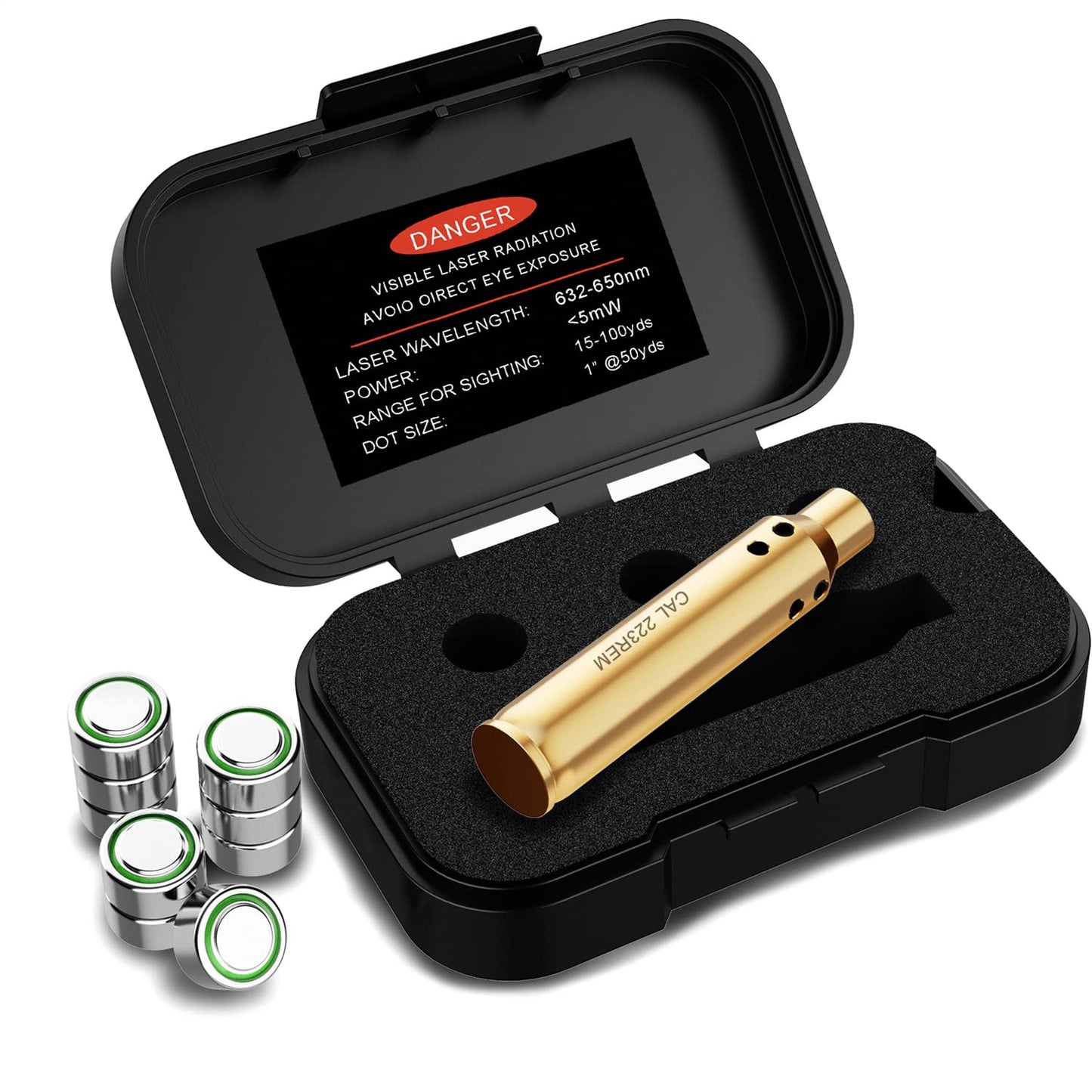 Marmot Bore Sight Cal .223 Rem 5.56mm Boresight 223 Bore Sight NATO Laser Boresighter for Cal 223 556 with 3 Sets of Batteries