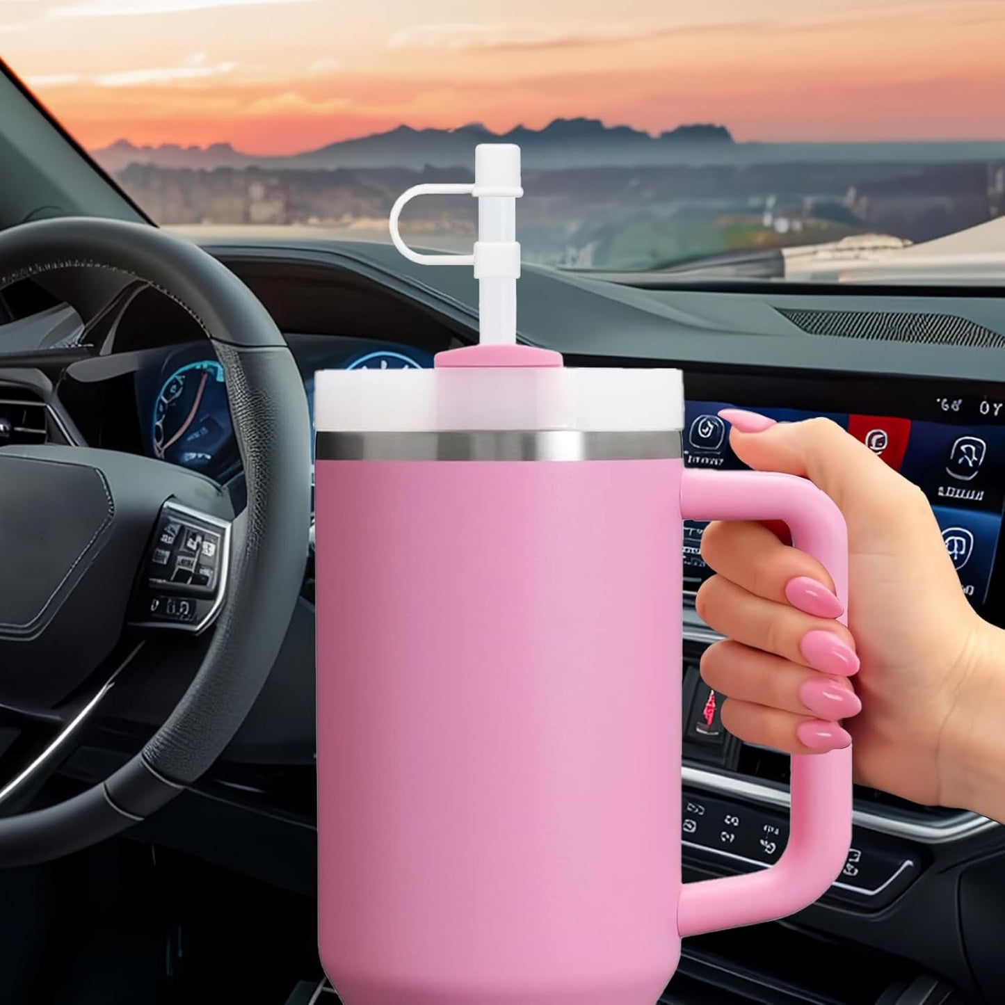 Stanley 14-Piece Straw Cover Cap Set | Silicone Toppers for 40 & 30oz Tumblers - Black & White