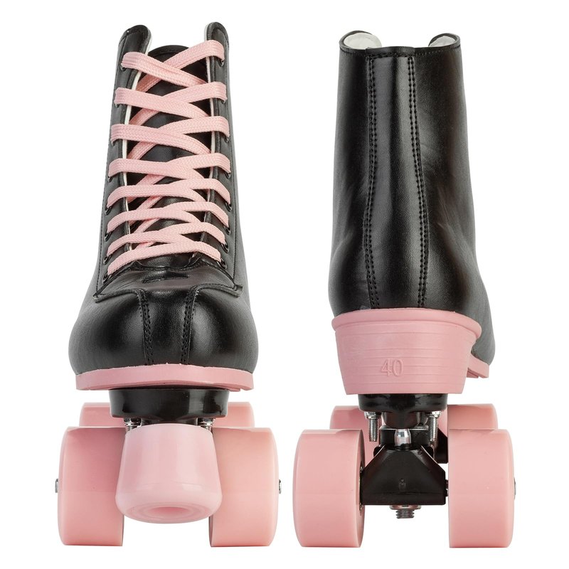 Silvertree Roller Skates for Women and Men PU Leather High-top Adult Roller Derby Skates Wheels Light Up Roller Skate Four-Wheel Shiny Roller Skate Unisex (US:7.5)