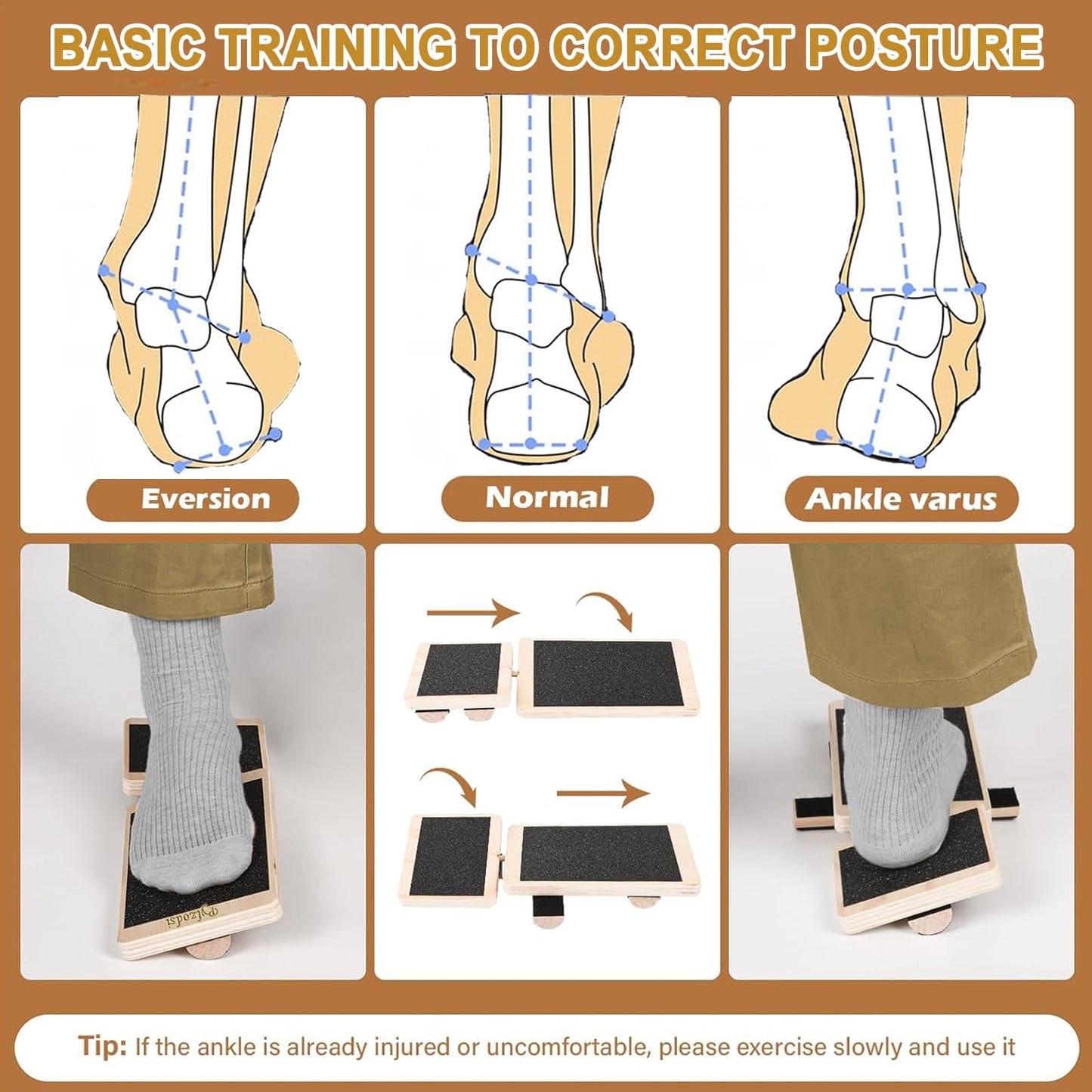 Ankle Balance Board - Single Foot Balance Board, Sprain Exerciser, Non-Slip Wood Ankle Foot Strengthener for Plantar Fasciitis Relief/Physical Therapy/Posture Correction/Balance Training