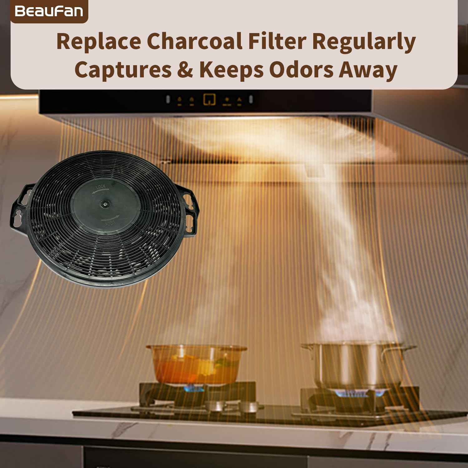 Beaufan 2 Pack CACF006 Charcoal Filters Replacement for CIARRA Range Hood Models CAS75918B, CAB75918B, CAS75918A, CAS75905, CAB75905