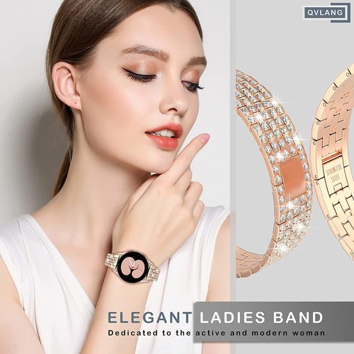 Compatible with Garmin Lily2 / 2 Active Watch Band Dressy Replacement Stainless Steel Metal Strap for Women (Rose Gold)