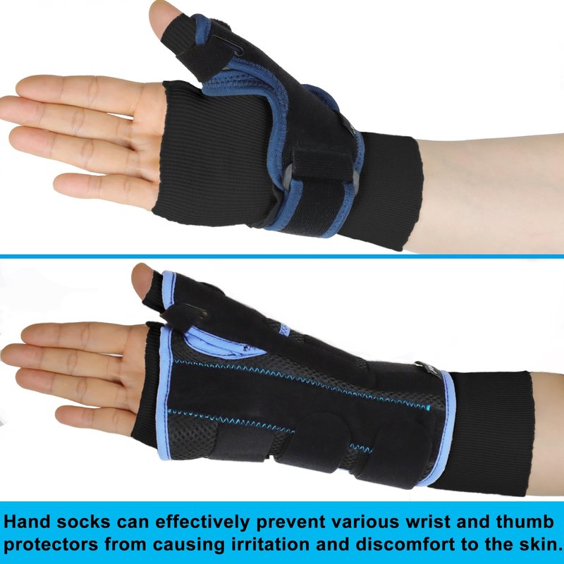 VISKONDA Hand Socks for Splint (Pack of 6) Wrist and Thumb Spica Wrap Liner for Women Men,Arm Cast Cover Stockinette Sleeve for Under Brace Skin friendly protective cover(Black,Medium)