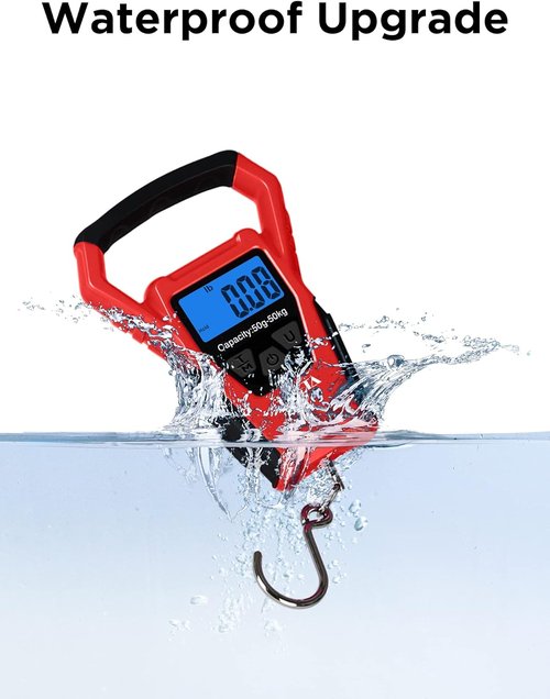 HEETA Waterproof Fish Scale - Digital Backlit LCD Display, 110lb Capacity | Portable Fishing Scale with Tape & Batteries