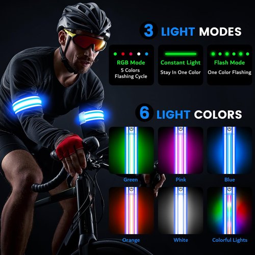 Light Up LED Armband for Running Walking at Night,Reflective Arm Bands for Runners,Rechargeable Jogging Lights,High Visibility Night Running Safety Gear Adjustable Running Women Men Kids (Blue)