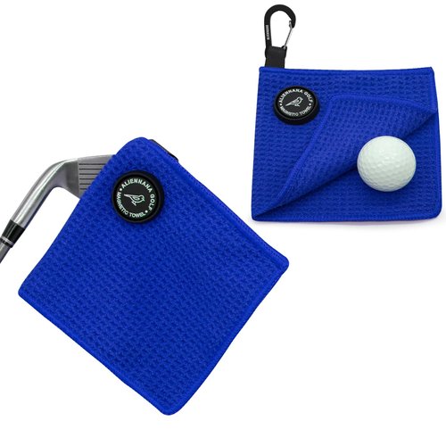 Aliennana Small Magnetic Golf Towel, Microfiber Waffle Design with Clip - Industrial Strength Magnet for Golf Bags, Carts Clubs