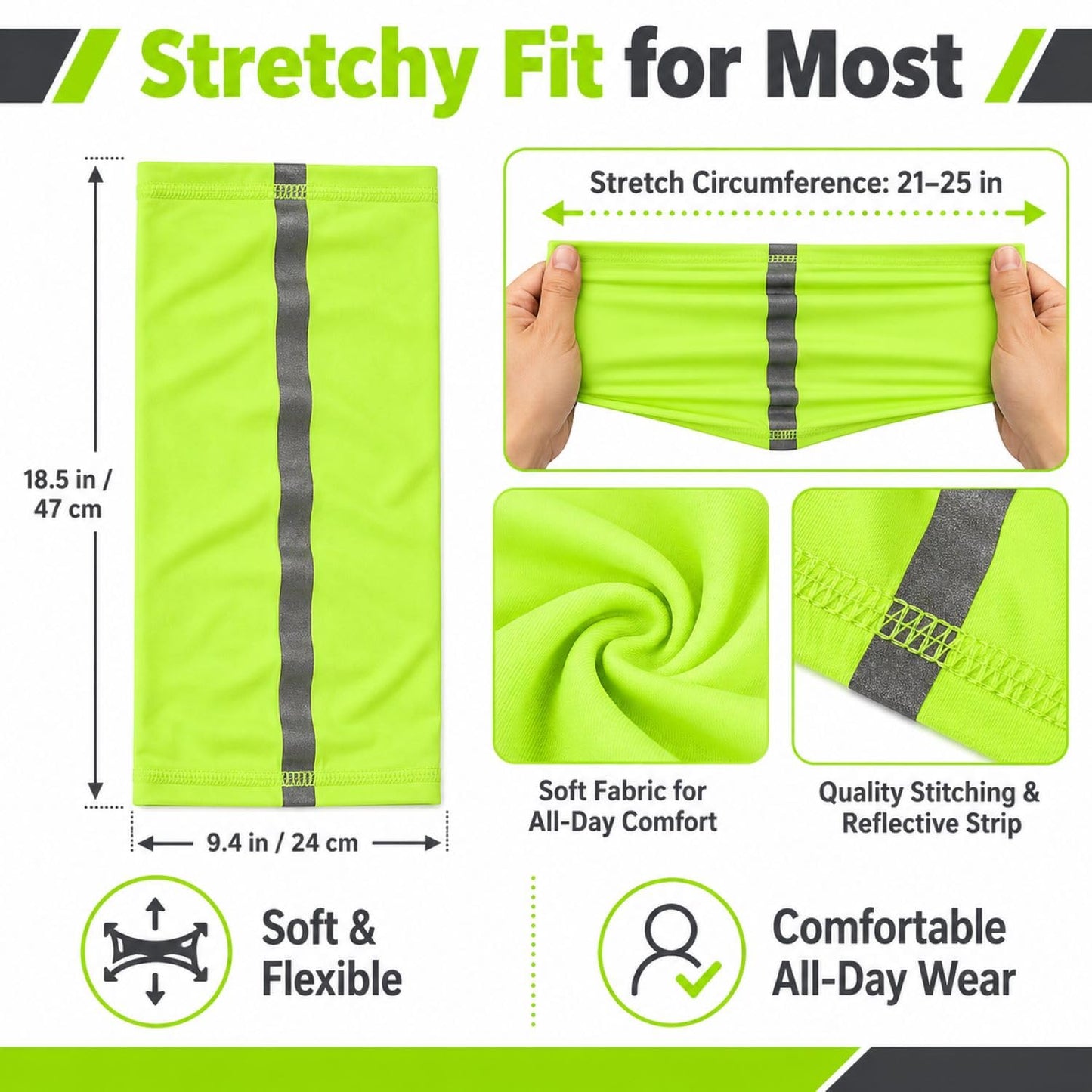 SATINIOR 4 Pcs Neck Gaiter Face Mask for Men Reflective Face Cover Scarf Summer UV Sun Protection Balaclava Bandana for Work(Green)