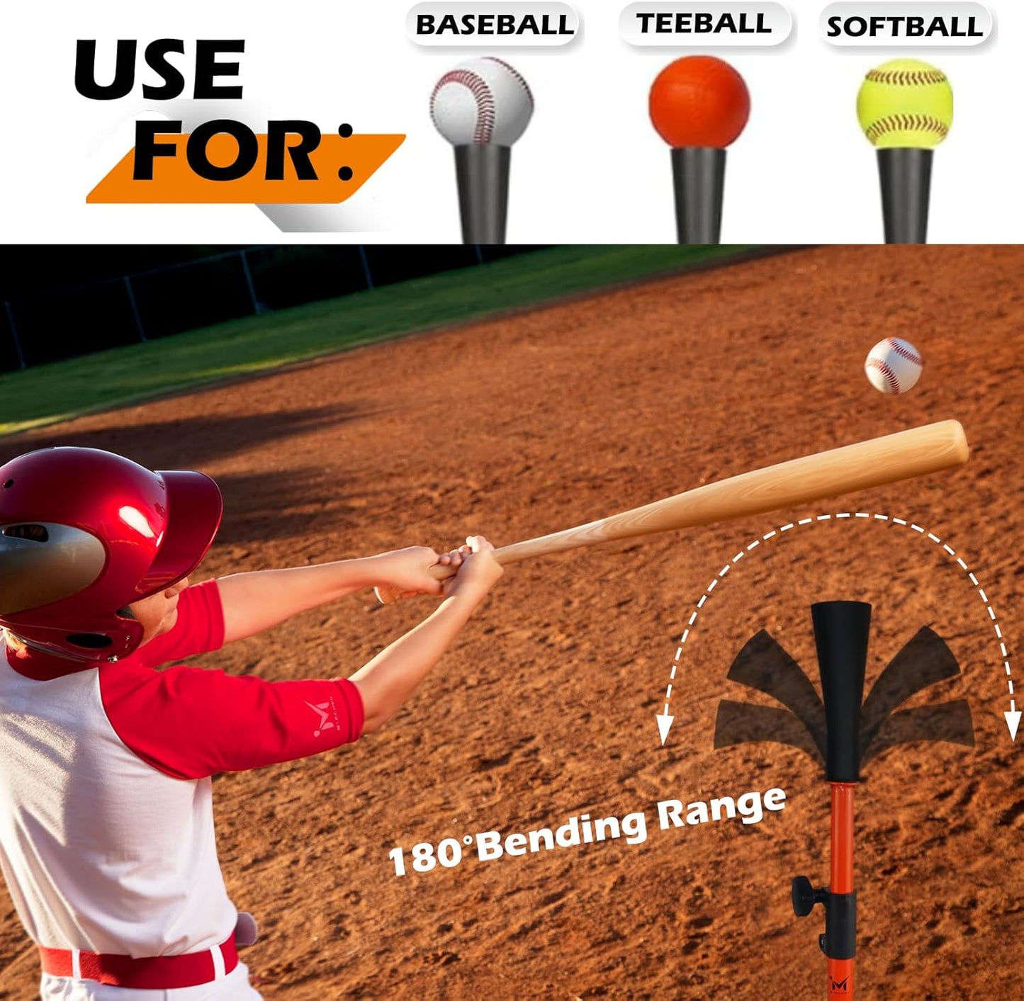 Skiennix Baseball Batting Tee - Adjustable 20-31" Tripod T-Ball Trainer for Kids 3-8 | Portable & Stable