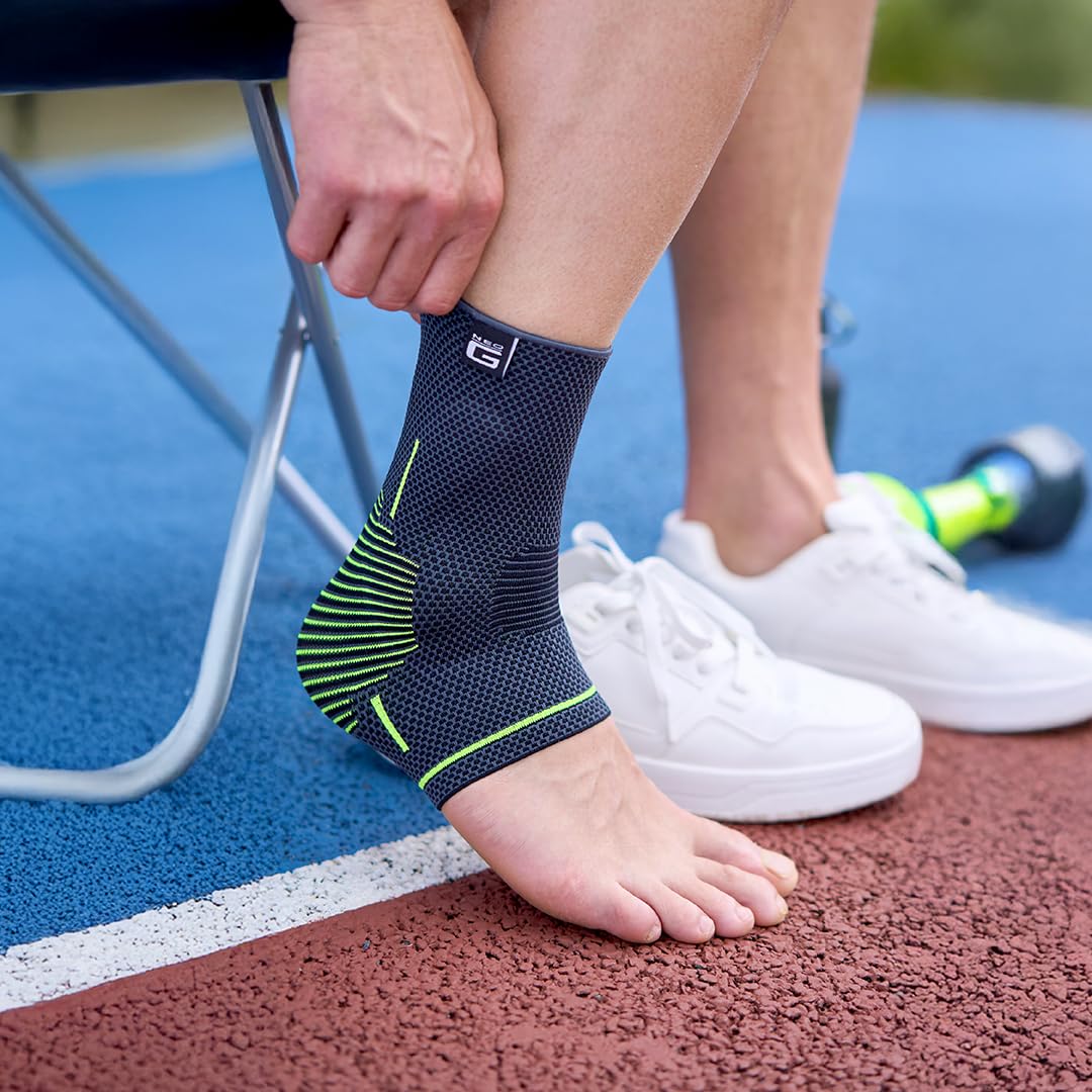 Neo-G Ankle Brace Ankle Compression Sleeve with Silicone Joint Cushions – Sprained Ankle Support for Men and Women – Breathable Targeted Compression for Sports and Daily wear - Active Plus (X-Large)