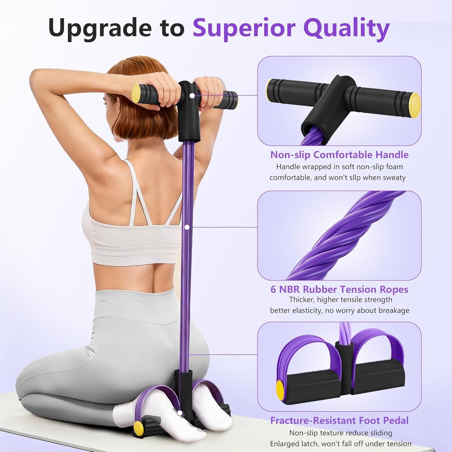 Skiennix Upgraded Pedal Resistance Band - Durable Exercise Tool with 6 Tension Ropes for Core & Legs