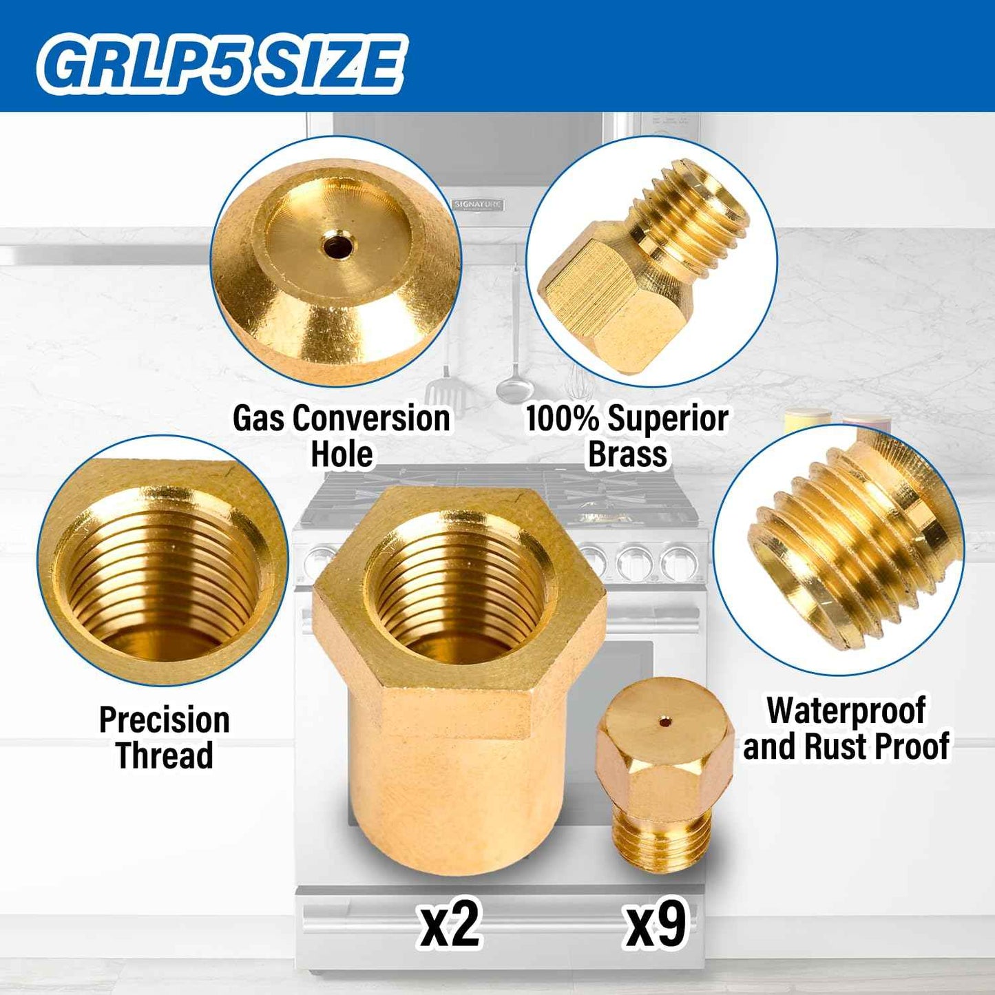 GRLP5 ™ Range Natural Gas to Propane LP Conversion Kit, Conversion Replacement Compatible with Frigidaire replace A22390101 316243720 316243721 316243723 4980407 AP7213138