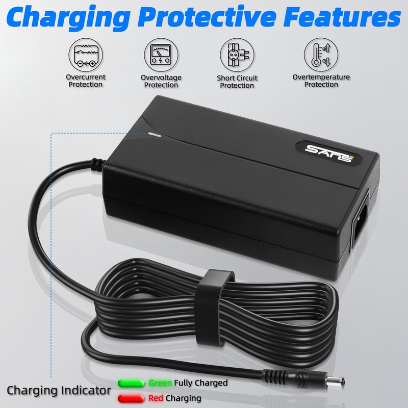 54.6V 2A Charger for 48V eBike Lithium Battery, UL& FCC Certified, Compatible with Lectric XP 1.0/2.0/3.0, Himiway Cruiser, Ride1Up Core-5, Multiple Security Protection 2.1mm DC Plug Power Adapter