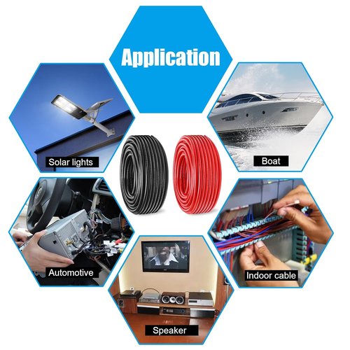 Marine Wire - 6 Gauge Tinned Copper Boat Cable for Automotive & Solar Use | 10FT Red & 10FT Black