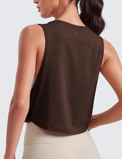 CRZ YOGA Pima Cotton Tank Top for Women - Loose Fit Sleeveless Workout Shirt | Ideal for Yoga & Gym