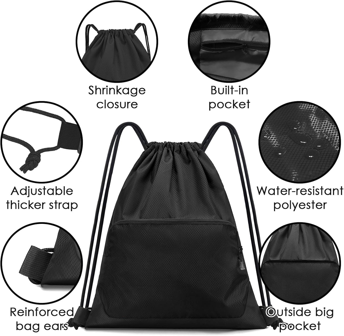 Skiennix Sports Gym Drawstring Backpack - Reusable Cinch Bag for Basketball & Soccer | Durable Design