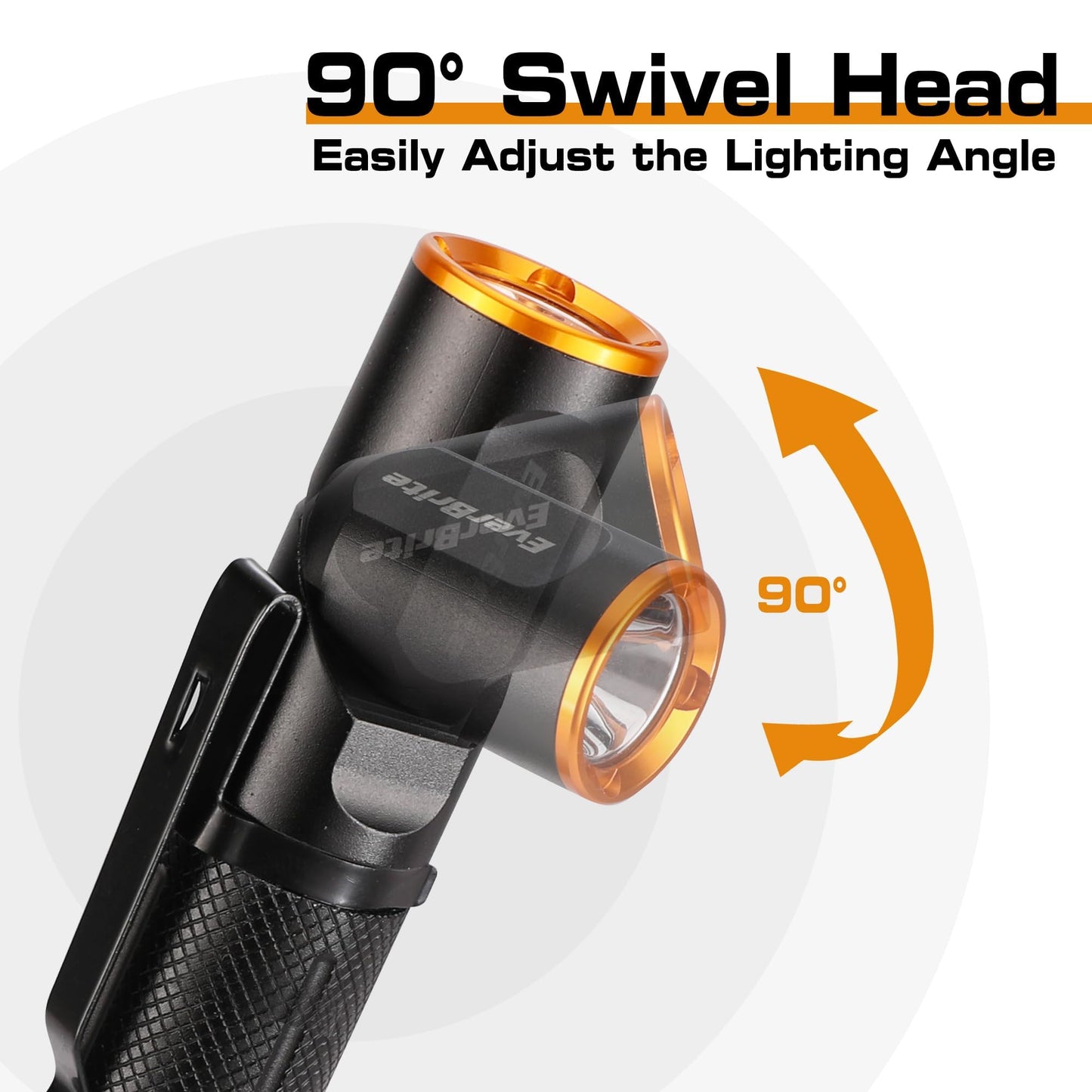 EverBrite 600 Lumens EDC Flashlight, Rechargeable Pocket Flashlight with 90° Swivel Head & Magnetic Base, Small Flashlight with Clip, 3 Modes for Work, Mechanic, Camping, Emergency, Hiking