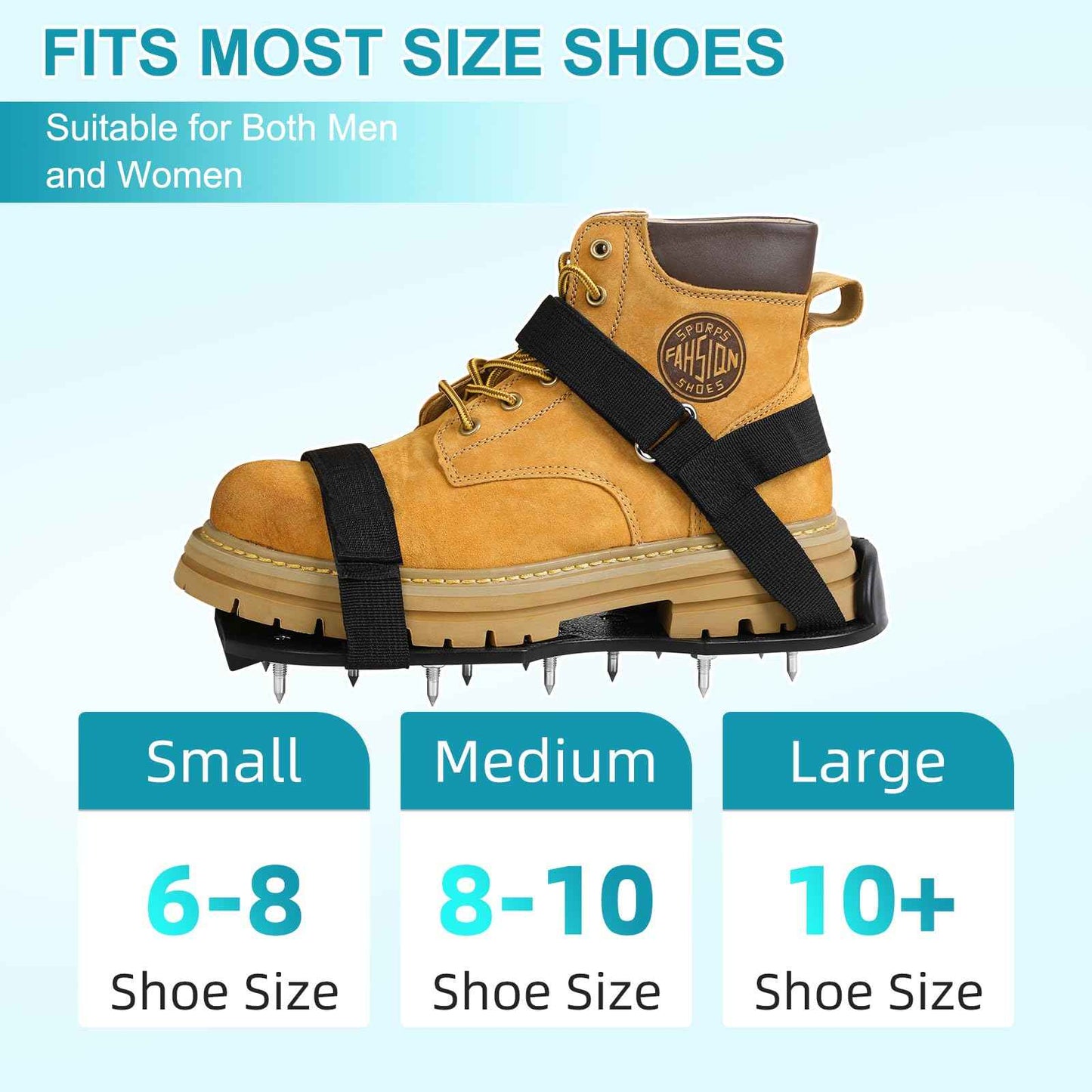 Satisure Epoxy Floor Spiked Shoes with 1" Short Spikes (Fully Assembled) - Non-Slip Adjustable Straps for Self-Leveling Floors, Garage Coating & Overlays, Cover Installation (Black, 1 Pair)